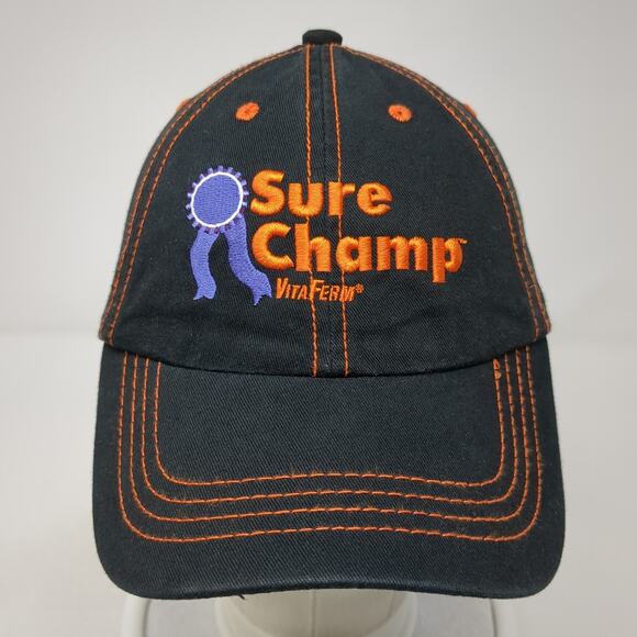 Sure Champ Vita Ferm Strapback Baseball Cap Black OS Adjustable George Andrie - Picture 2 of 9